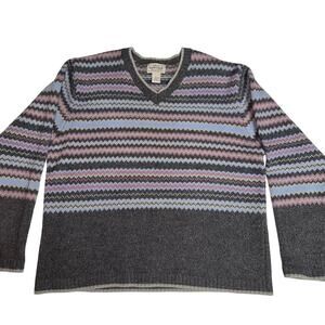 Sonoma Women’s Oversized Sweater 100% Lambswool Stripes Large comfy cozy